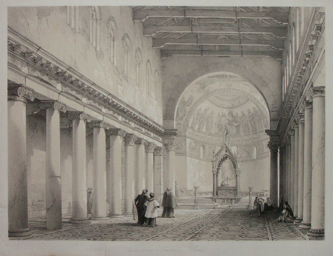 Lithograph - Santa Maria in Trastevere, Rome